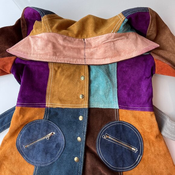 $800 Firm! VINTAGE 70s Patchwork Suede Jacket Boho Funky - Picture 10 of 16
